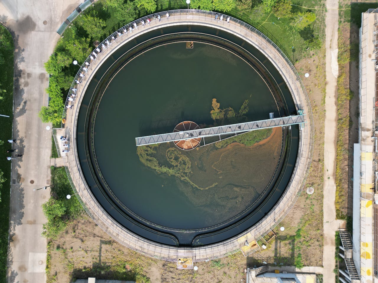 creative-03 Circular water treatment structure in Langfang, China from above, showcasing its design.